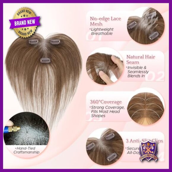 Human Hair Topper with Curtain Bangs 11 Inch T-Part Lace Base Daily Wear main image 4